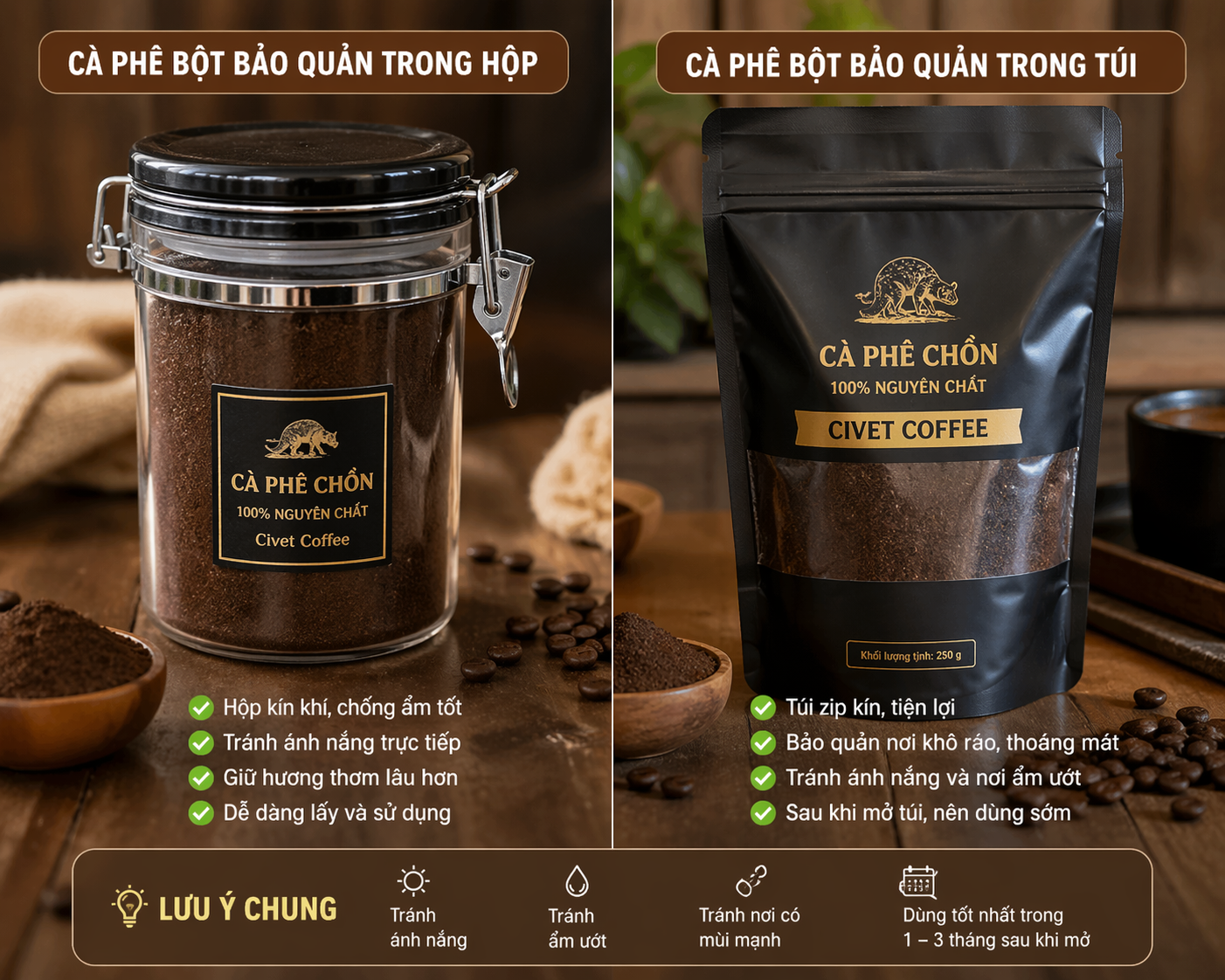 Cách bảo quản cà phê đúng