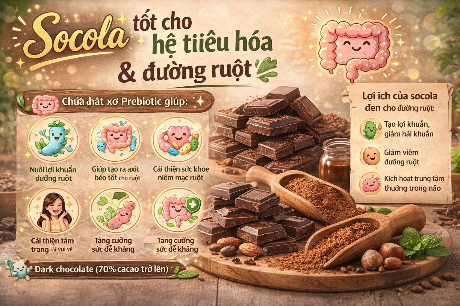 🌿 5. Tốt cho hệ tiêu hóa và đường ruột